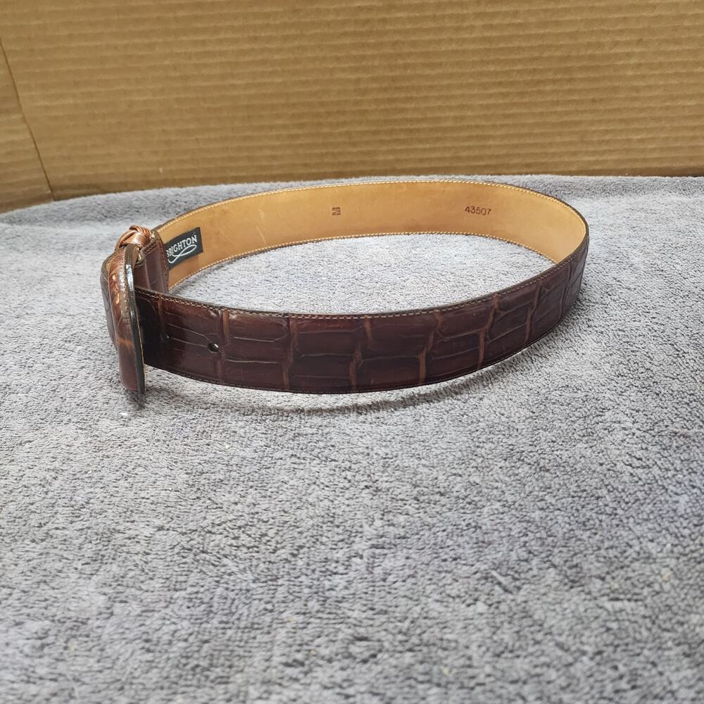 Vintage Brighton brown leather belt women size Medium b49 - Picture 2 of 6
